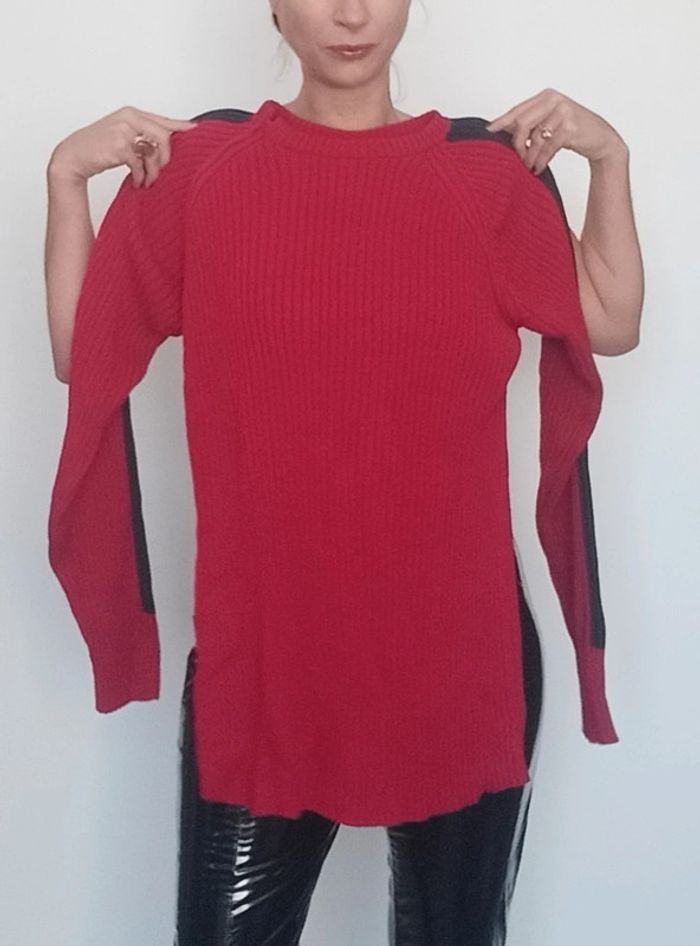 Gros pull côtelé rouge homme taille L