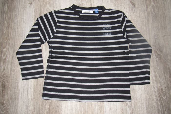 TEE SHIRT ML NOIR RAYÉ GRIS GARÇON - OKAIDI - 8 ANS - n°10