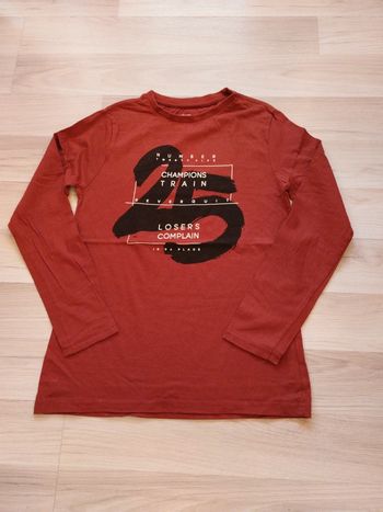 Tee-shirt manches longues couleur rouille 12 ans