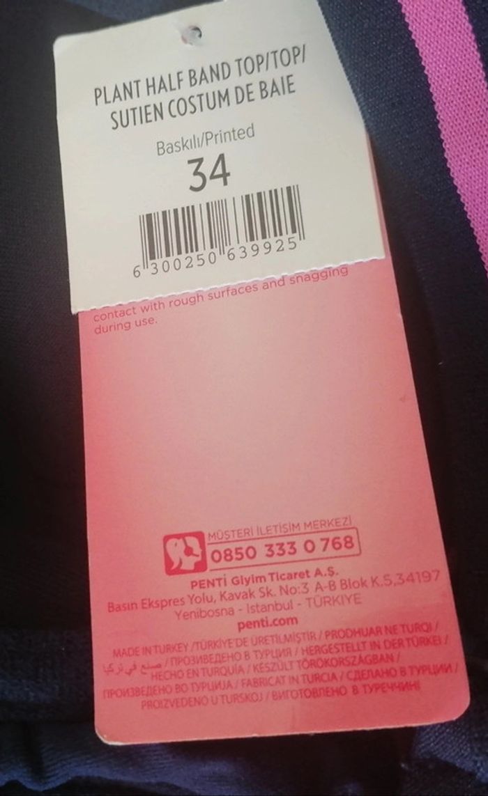 Haut de maillot de bain tropical bleu turquoise rose Taille 34 Penti - photo numéro 13