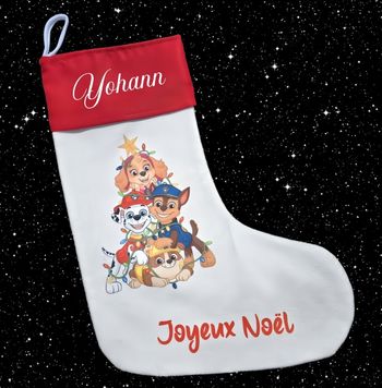 Chaussette de Noël personnalisée pat patrouille