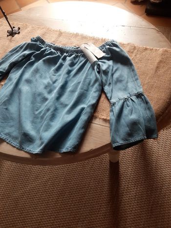 Bustier en jeans manches 3/4