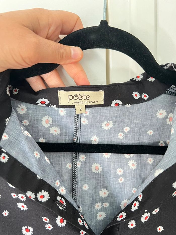 Robe chemise courte fleurie évasée Taille M - photo numéro 3