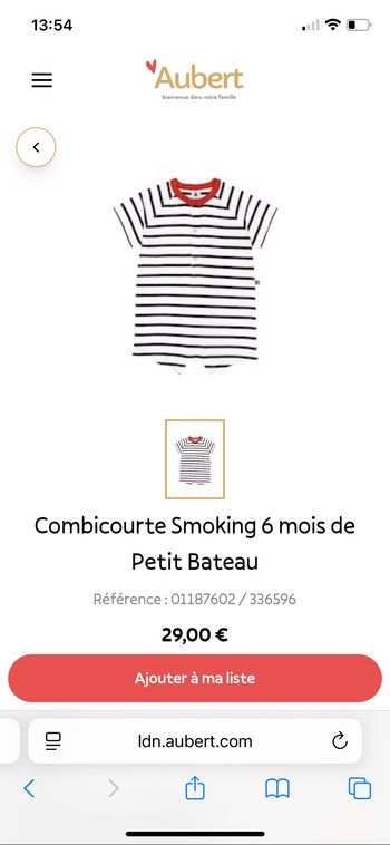 Combishort Petit Beateau 6 mois