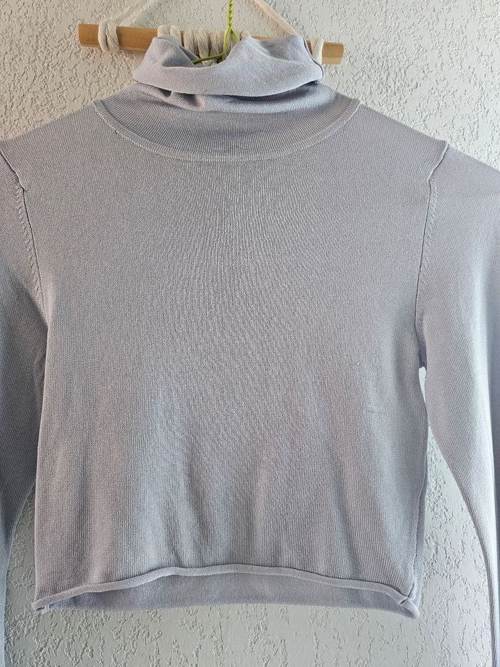 Top court gris bleu neuf Zara taille xs - photo numéro 2