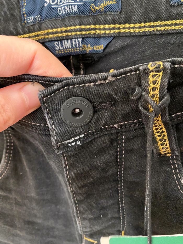 Superbe beau jean noir effet dégradé blanc Homme neuf avec étiquette taille 40 Sublevel - photo numéro 4