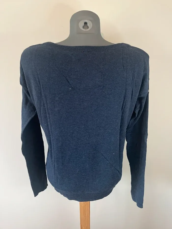Pull fin bleu foncé Superdry Vintage S – 100 % coton – Détails travaillés col & côtés - photo numéro 6