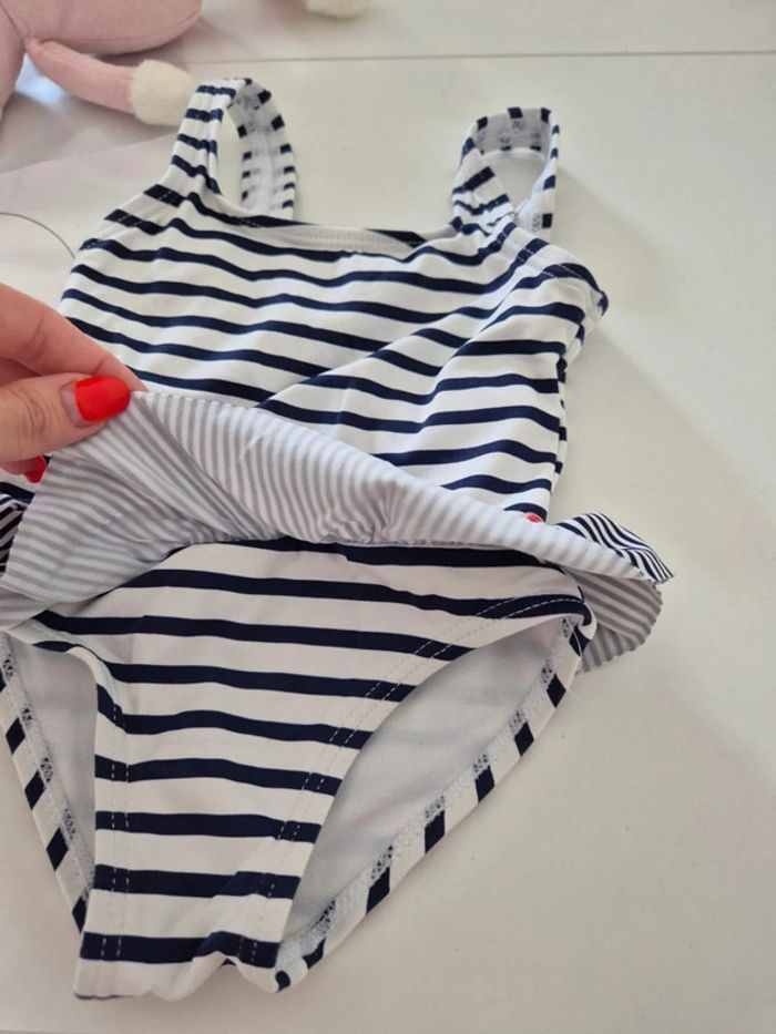 Maillot de bain obaibi 1 pièce 9 12 mois 74cm mariniere marin - photo numéro 2