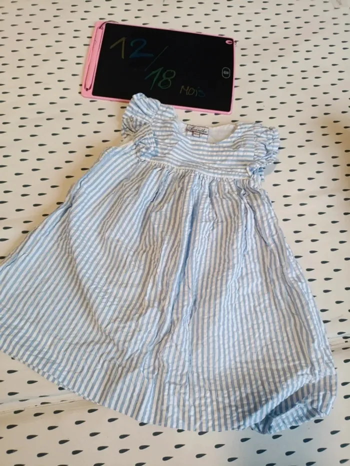 Petite robe rayée coton Acanthe neuve 12 mois