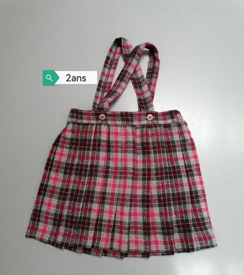 Robe salopette à carreaux laine fabrication française 2ans