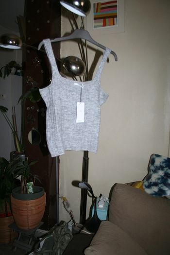 🌸Joli top laine crop gris Tendance 2023 Taille 42 "Mango" Neuf 🌸