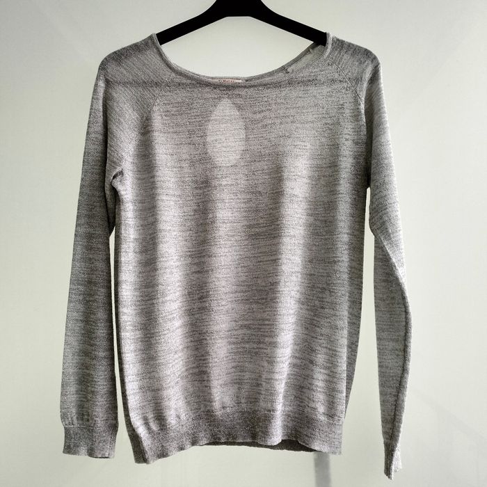 Joli pull gris pailleté, taille 40/42, marque Camaïeu