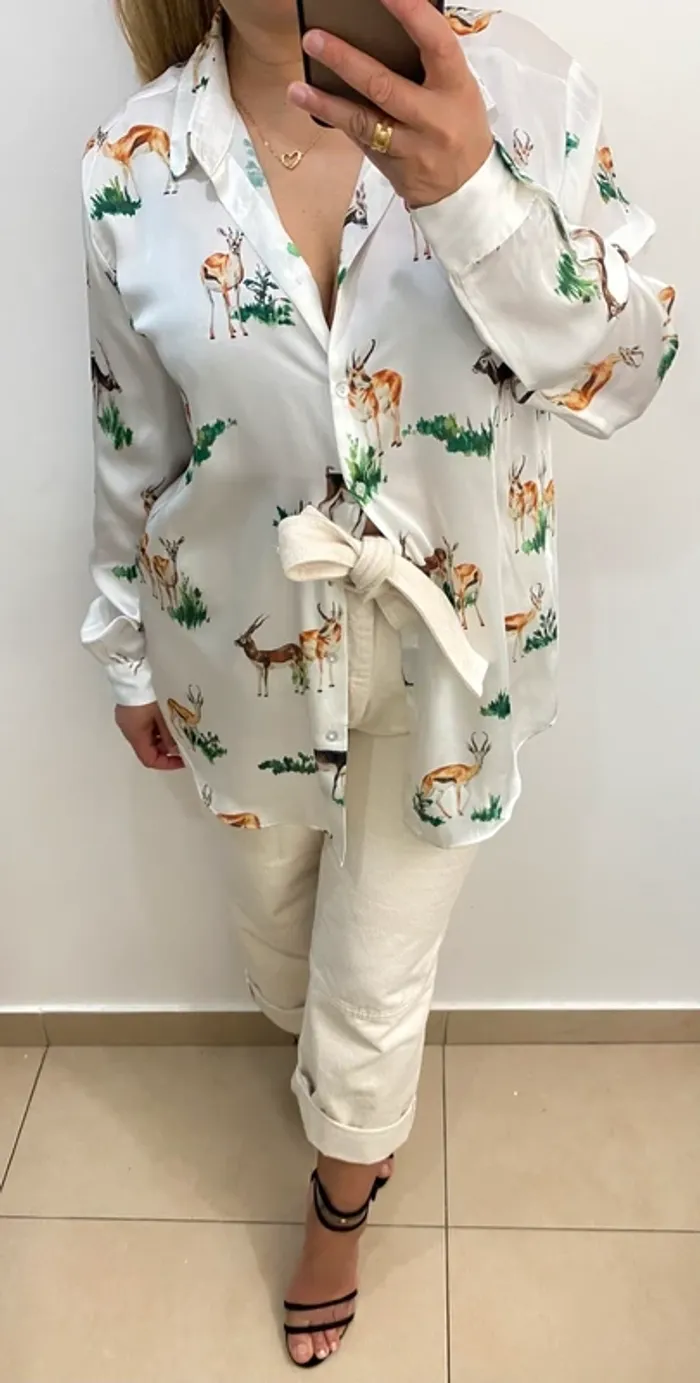 Chemise fluide satinée Zara Taille M - photo numéro 4