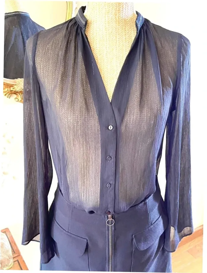 Sublime blouse chemise manche longue noir fluide Zara taille XS - photo numéro 19