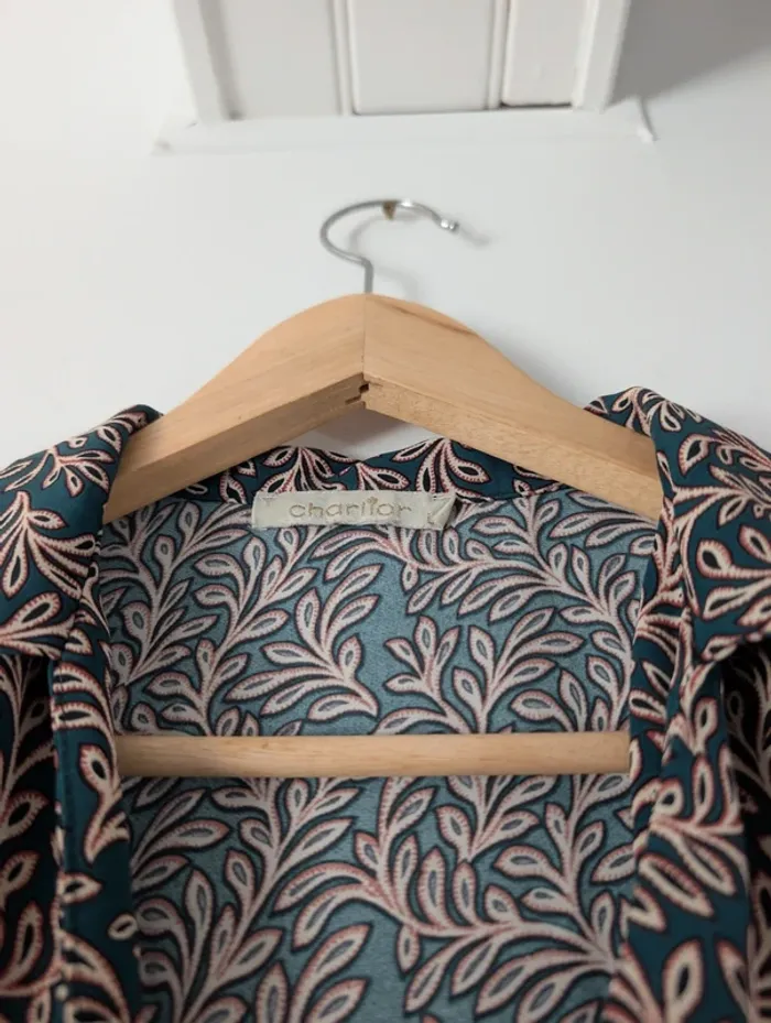 Robe courte trapèze vert foncé fleurie casual chic charlior taille 40 - photo numéro 6