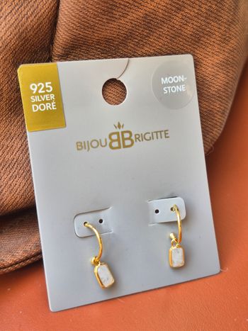 Créoles Bijou Brigitte Argent 925 Doré et Pierre de Lune