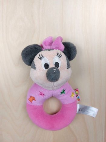 Doudou hochet peluche Minnie rose Disney NICOTOY flèche étoiles sos doudou