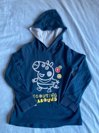 🔹 Sweat tee-shirt manches longues à capuche Peppa pig garçon 🔹 95% Coton - 4 ans 🔹