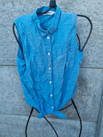 Chemise manches courtes bleue avec nœud