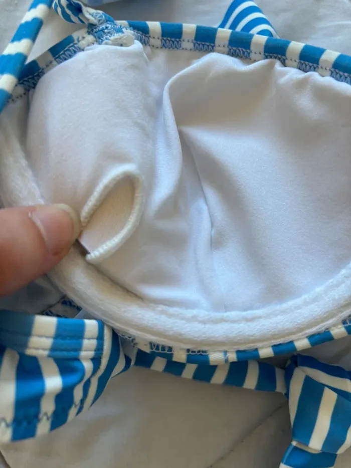 Lot 2 hauts de maillot de bain bikini bleu blanc rayé coque armature taille XS/34 Penti neuf - photo numéro 12