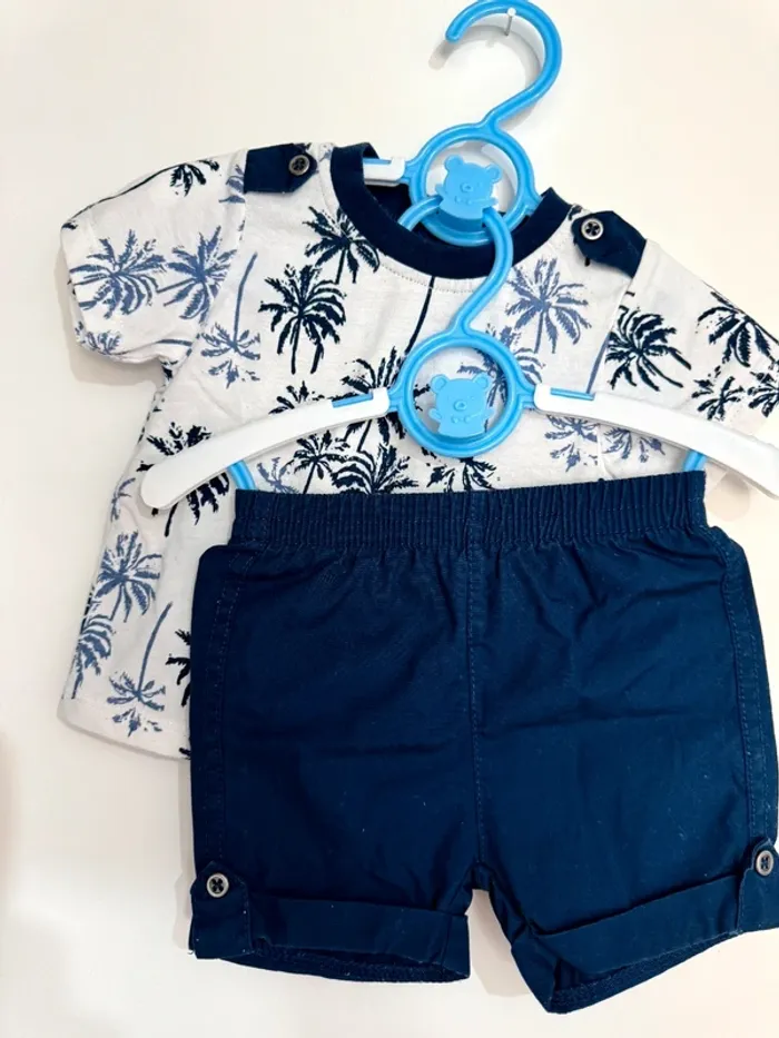 Lot de 2 Ensembles short t-shirt jumeaux 3 mois - photo numéro 3
