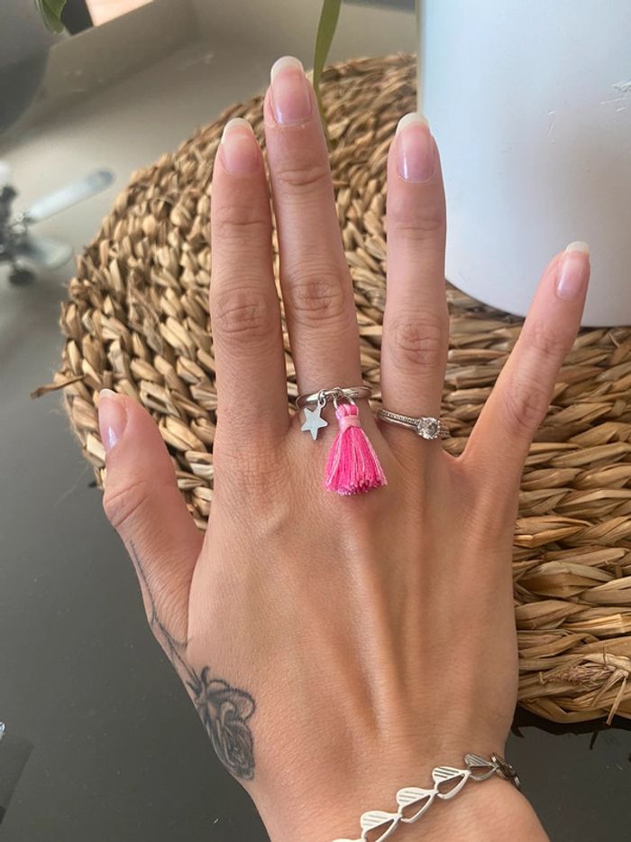 Bague double pampille rose - photo numéro 2