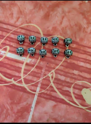 Lot de 10 perles argentées support breloques