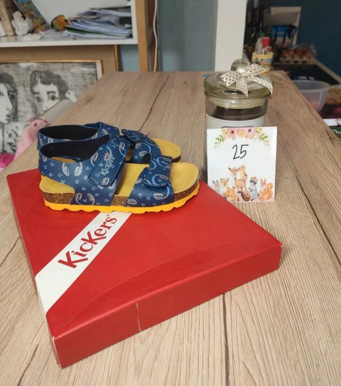 Chaussures sandales cuir kickers bleu 25 - photo numéro 2