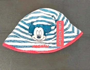 Bob bébé Disney Mickey rayé - Taille 40-45cm