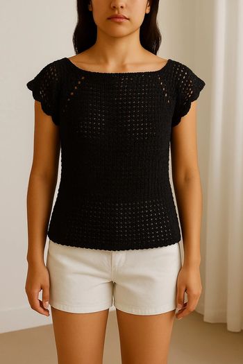 T-shirt en maille crochet tricot Mango