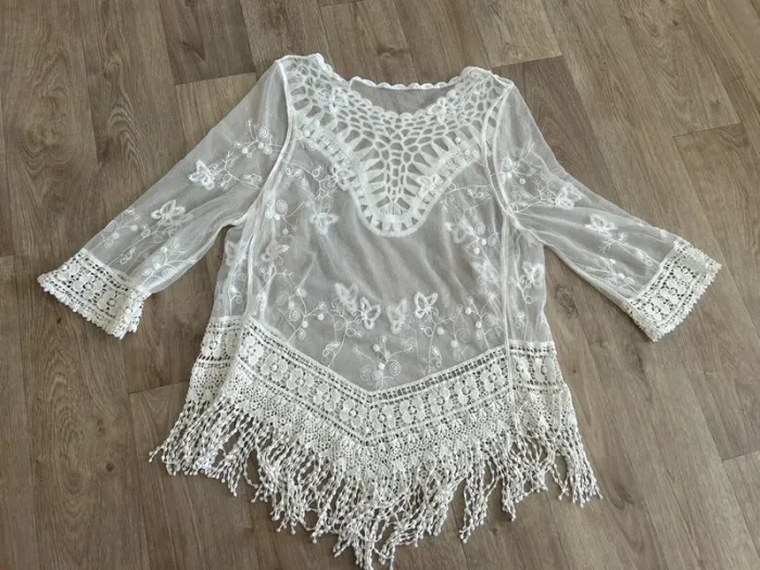Top plage Cache-Maillot En Dentelle À Mailles Transparentes Pour Femmes