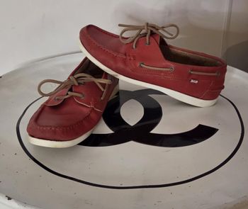 SERGE BLANCO Chaussures Bateau 42 Cuir Rouge – Modèle Iconique – Très Bon État
