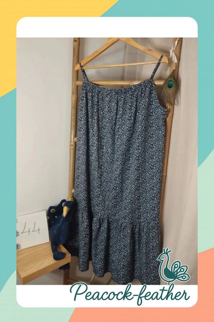 Robe longue bleue fleurie xxl neuve - photo numéro 4