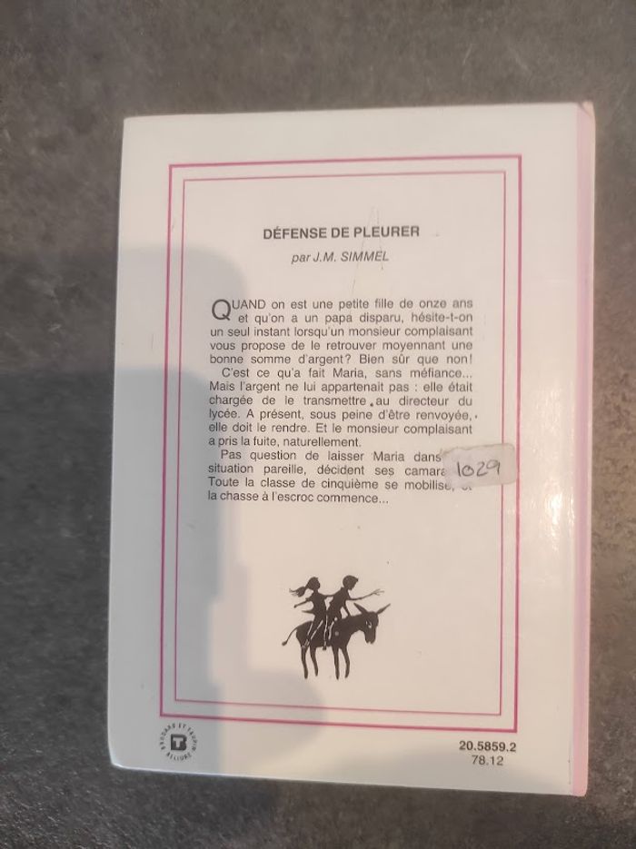 Défense de pleurer J.M. Simmel Bibliothèque Verte cartonnée 1978 - photo numéro 3