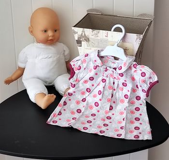 Jolie tunique manches courtes bébé fille 12 mois – bordeaux/gris/rose