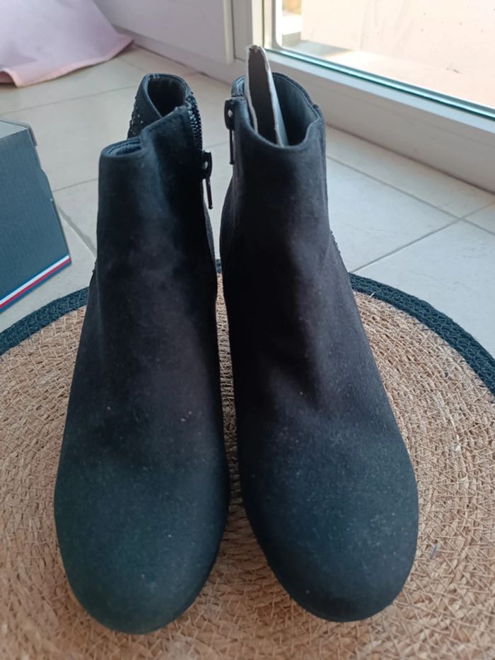Bottines noires strass daim - pointure 39 - neuves - photo numéro 3