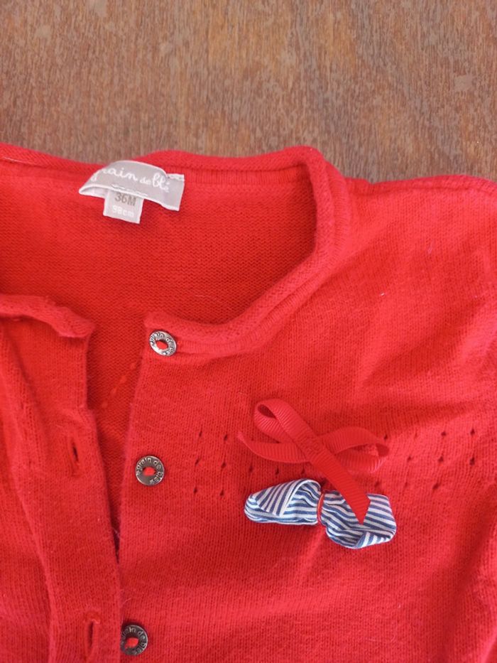 Gilet rouge grain de blé  36mois 98cm - photo numéro 3