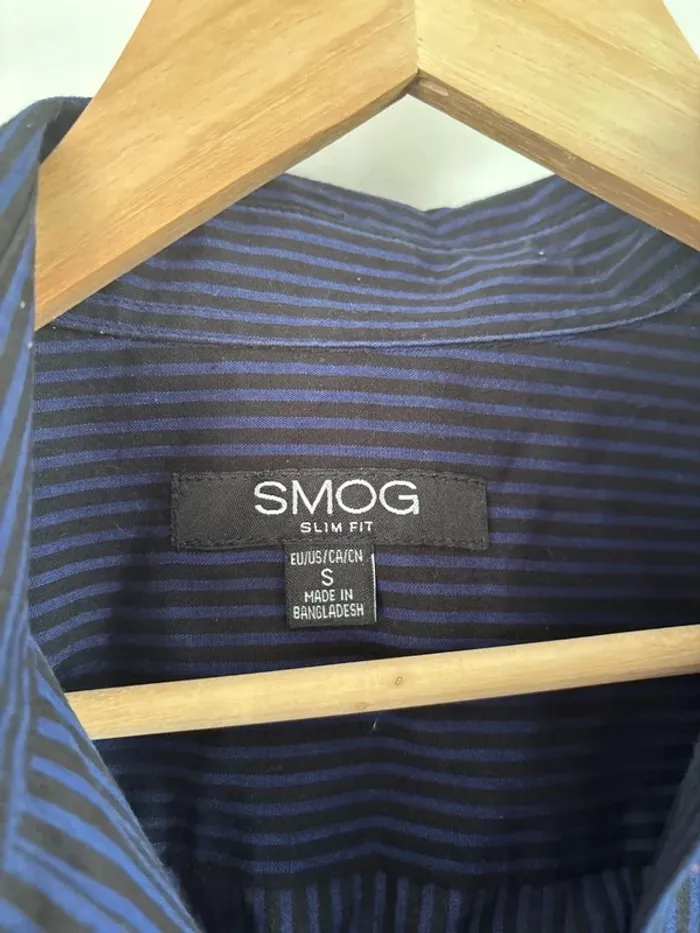 chemise à rayures noire et bleu marine smog taille S - photo numéro 2