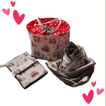 Ensemble Panière, 7 lingettes et une débarbouillette