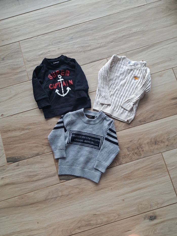 Lot 3 pull 9 mois mes petits cailloux