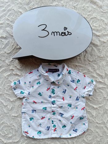 Chemise manches courtes Garçon 3 mois bateau marin Sergent major Taumeo 100% coton