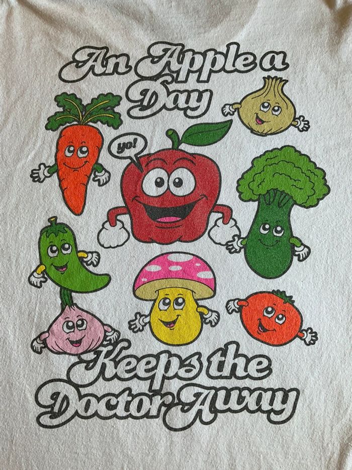 T-shirt blanc pour homme An apple a day taille L 374 - photo numéro 4