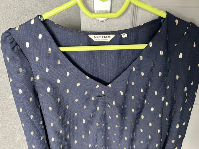 Blouse Naf Naf Marine lurex T. 38 - photo numéro 3