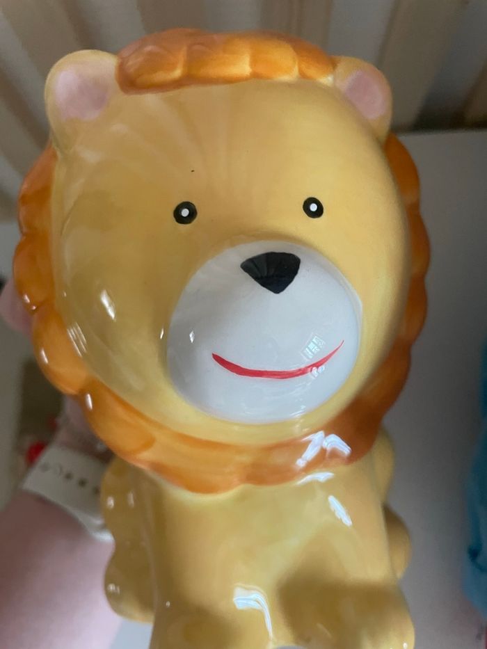 Tirelire lion céramique moutarde neuf - photo numéro 5