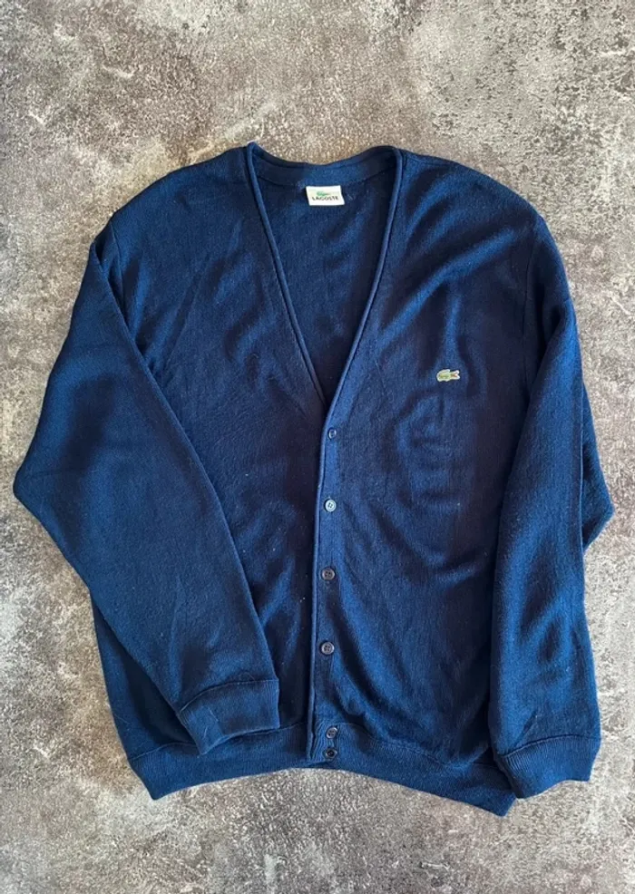 Cardigan gilet bleu homme Lacoste taille XXL Chaleco azul hombre Blaue Weste Strickjacke Herren