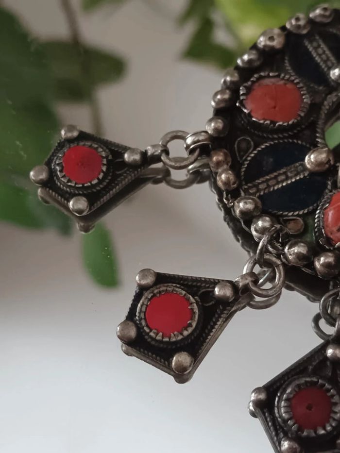Collier berbère email et corail - photo numéro 5
