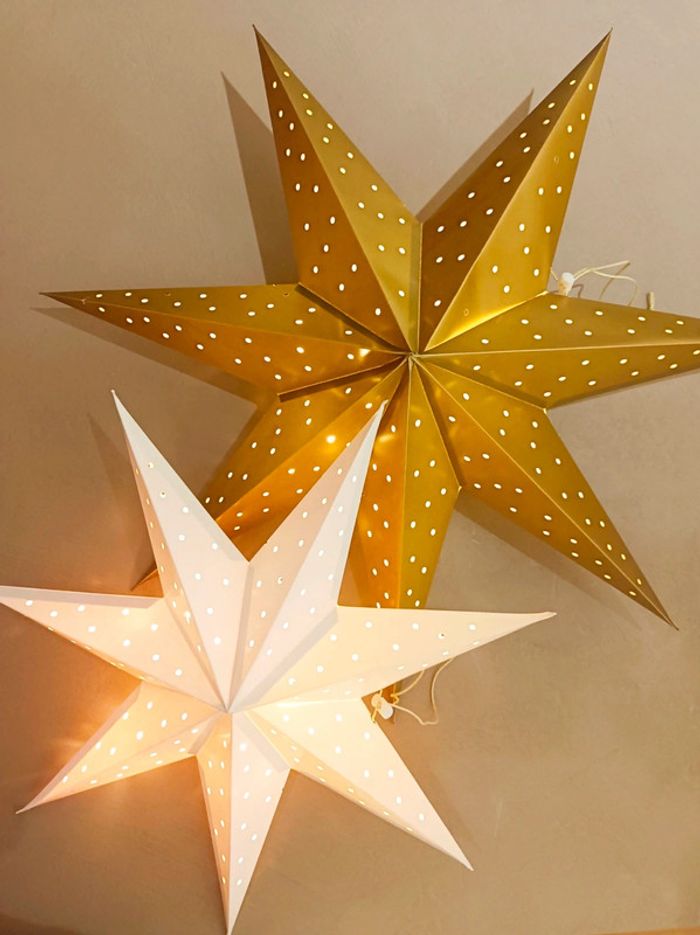 Joli Duo d'étoiles lumineuses Vertbaudet Blanc/Doré Neuves