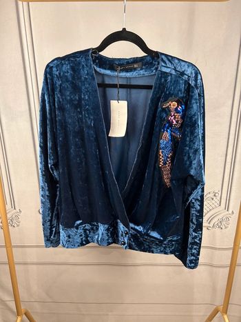 Gilet Zara bleu velours L neuf