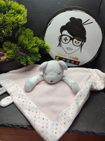 doudou souris obaibi okaidi ob blanc rose gris pois Points Endormi Dors Sommeil