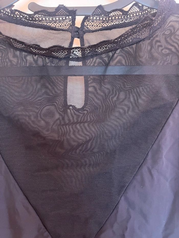 Body sexy tulle noir taille 42/44 dentelle - photo numéro 2